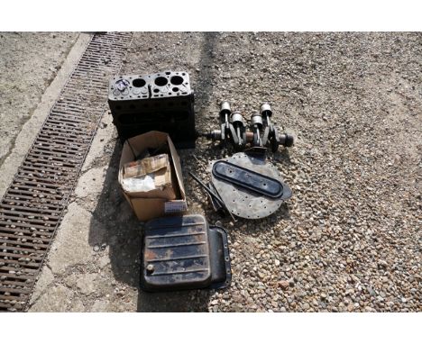 A 1953 Standard 12 engine, partially dismantled, no. DD 3534 FR, date stamped 12/2/53, lacking cylinder head.