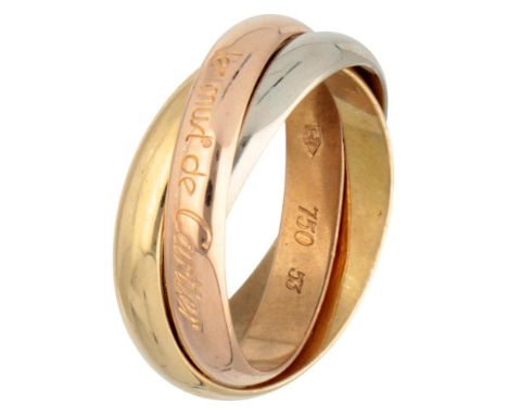 Hallmarks: les must de Cartier, 750, 53. Serial number: A3703A. In good condition. Ring size: 16.75 mm / 53 mm, width: 3.53 m