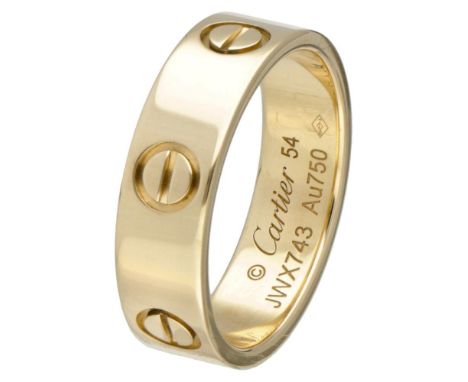 Hallmarks: © Cartier, 54, Au750, St. Bernard dog head + B (for Switzerland, Central Office and Biel/Bienne), scales (common c