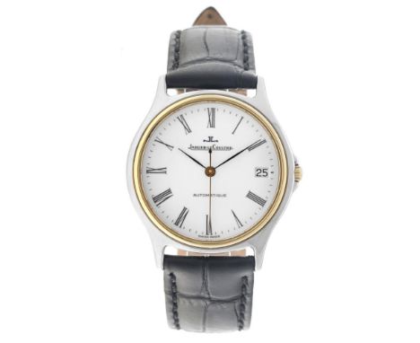 Case: gold/steel (18 kt.) - strap: leather - automatic - certificate, box, Jaeger-LeCoultre clasp - condition: good - diamete