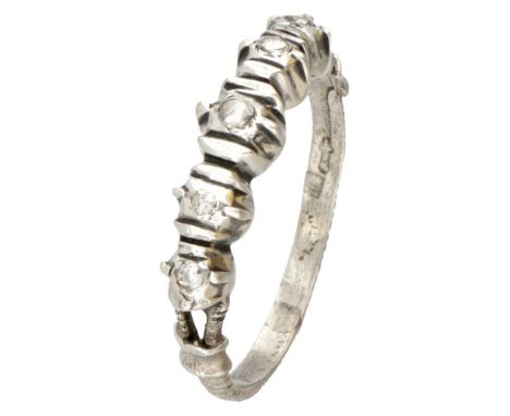 Hallmarks: sword 835. Maker's mark: J.A.N. Hoogendoorn, Utrecht / Houten, Netherlands, 1971 / h. Set with 5 rose cut diamonds