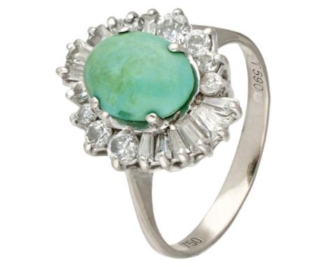 Hallmarks: 750, T590. Set with 12 tapered baguette and 8 brilliant cut diamonds of approx. 0.60 ct. in total (SI / G) and a c