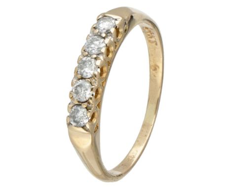 Hallmarks: 585, 14 KT, PA94. Set with 5 brilliant cut diamonds of approx. 0.25 ct. in total (P / F-G). In very good condition