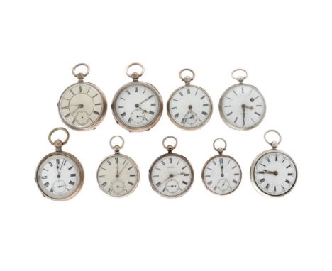 Case: silver, various contents - manual winding - lot with silver pocket watches with Verge Fusee movements. The pocket watch
