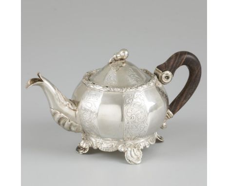 Model with engraved Biedermeier decorations and soldered decorative edges. With ebony handle. The Netherlands, Leeuwarden, Ja