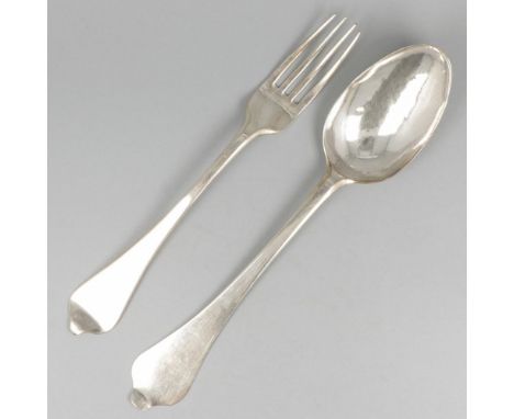 Sleek design. Netherlands, Rotterdam, Louis de Haan (spoon) / Douwe Eysma (fork), 1763 / 1757, hallmarks: city hallmark, make