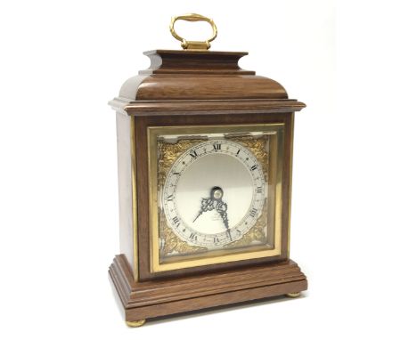 Small late 20th century mahogany cased mantel clock by 'Elliot', H22cm (including handle)Click here to view further images, c