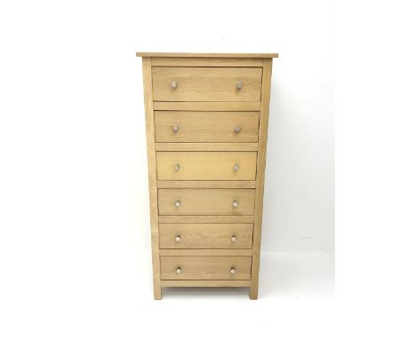 Light oak pedestal chest, six drawers, stile supports  Dimensions: Height:&nbsp;133cm&nbsp; Length/Width:&nbsp;64cm&nbsp; Dep