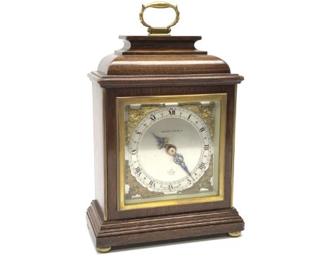 Small late 20th century mahogany cased mantel clock by 'Elliot', H22cm (including handle)Click here to view further images, c