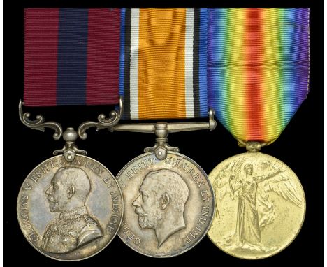 A Great War 1917 ‘Ypres’ D.C.M. group of three awarded to Sergeant F. Brockbank, Cheshire Regiment, who also received a 39th 