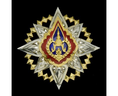 Thailand, Kingdom, Order of the Crown, First Class Star, 82mm, silvered, gilt, and enamel, unmarked, extremely fine £60-£80