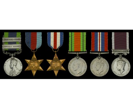Six: Regimental Sergeant-Major F. H. French, Royal Artillery   India General Service 1908-35, 2 clasps, Malabar 1921-22, Wazi
