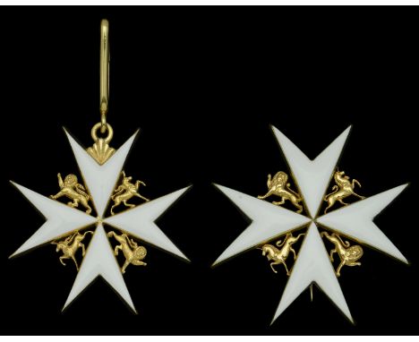 The Order of St. John of Jerusalem, Knight of Justice, a fine Victorian set of insignia comprising neck badge, 56mm, 18 carat