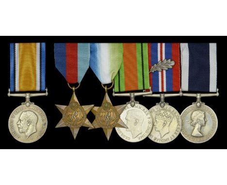 Family group:  British War Medal 1914-20 (4987 Gnr. R. Searle. R.A.) edge bruise, very fine  Five: Ordnance Artificer First C
