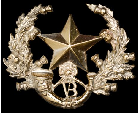 The Cameronians (Scottish Rifles) Volunteer Battalion NCOs Silvered Glengarry Badge c.1890. Standard pattern, thistle wreath,