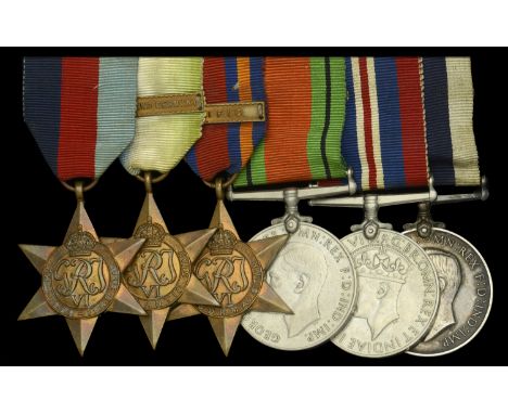 Six: Chief Stoker A. D. Blunt, Royal Navy  1939-45 Star; Atlantic Star, 1 clasp, France and Germany; Burma Star, 1 clasp, Pac