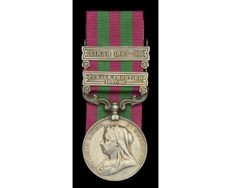India General Service 1895-1902, 2 clasps, Punjab Frontier 1897-98, Tirah 1897-98 (1196 Dvr. G. H. Marshall K Bty RHA) unoffi
