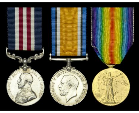 A Great War ‘Western Front’ M.M. group of three awarded to Private H. L. Brown, Royal Army Medical Corps   Military Medal, G.