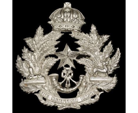 The Cameronians (Scottish Rifles) 4th Territorial Battalion NCOs Helmet Plate c.1908-14. A silvered die stamped example featu