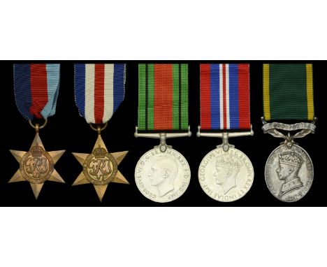 Five: Warrant Officer Class II F. Woodall, Middlesex Regiment  1939-45 Star; France and Germany Star; Defence and War Medals 