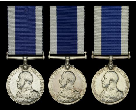 Royal Navy L.S. & G.C., G.V.R., 2nd issue, fixed suspension (3), (306542. C. J. King, Ch. Sto. H.M.S. Hawkins.; K.4119 S. A. 