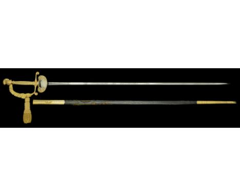 An E.II.R. Court Sword by Wilkinson, London. The blade etched with crowned E.II.R. cypher and scrolling foliate panels, the t