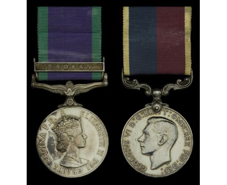 Pair: Warrant Officer S. Brighton, Royal Air Force  General Service 1962-2007, 1 clasp, Radfan (W/O. S. Brighton. (565145) R.