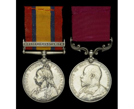 Pair: Farrier Quarter-Master Sergeant T. Fordham, Royal Field Artillery  Queen’s South Africa 1899-1902, 1 clasp, Relief of L