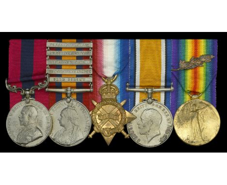 A Great War 1915 ‘Gallipoli’ D.C.M. group of five awarded to Warrant Officer Class II B. P. Bellamy, 6th Battalion, York and 