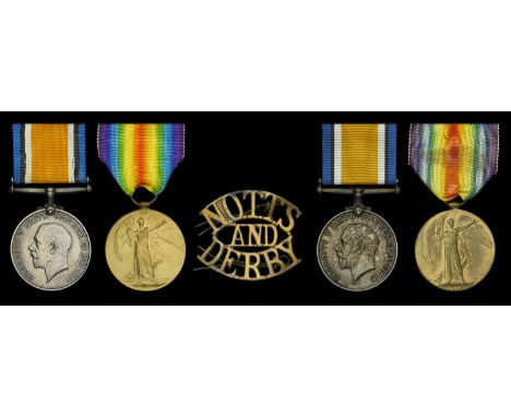 Pair: Private D. H. Ingram, Nottinghamshire and Derbyshire Regiment, later Machine Gun Corps  British War and Victory Medals 