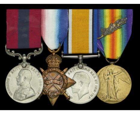 A Great War 1915 ‘Second Battle of Ypres’ D.C.M. group of four awarded to Driver E. Bristow, Army Service Corps, who was Ment
