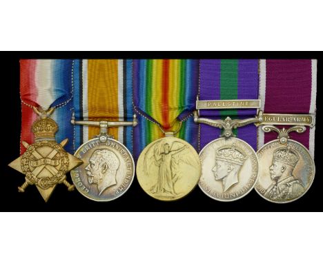 Five: Private F. Mayhead, Hampshire Regiment, who was three times wounded during the Great War  1914-15 Star (17663 Pte. F. M