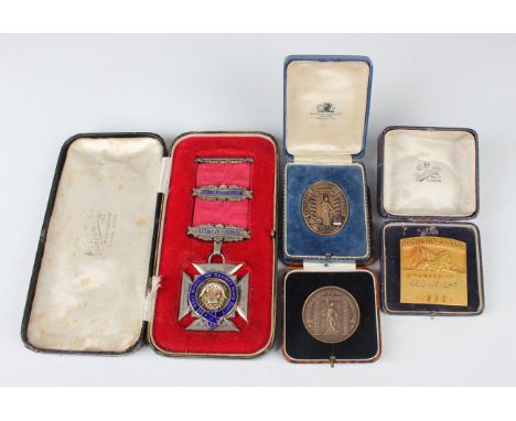A silver, blue enamelled and red paste set RAOB Order of Merit, conferred upon George Williams, Birmingham 1936, with the ori