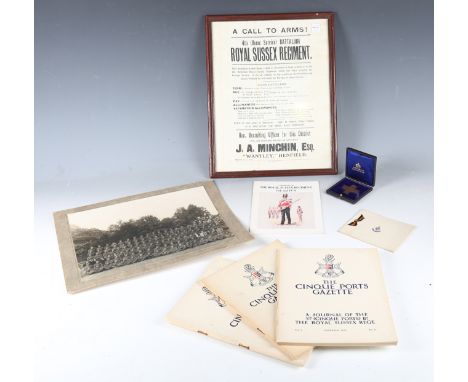 A large collection of mainly military ephemera relating to the county of Sussex, including two award and commission certifica