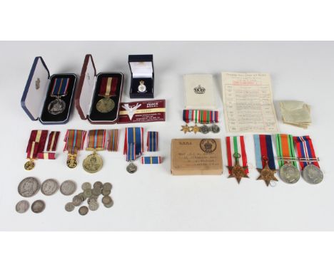 A 1939-45 Star, an Italy Star, a Defence Medal and a War Medal, with Army Council forwarding slip confirming four awards, box