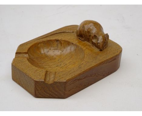 'Mouseman' oak ashtray, by Robert Thompson of Kilburn, L10cm 