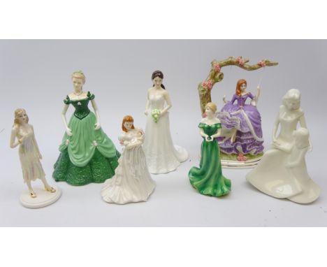 Five Royal Worcester figures: Catherine Duchess of Cambridge, Special Day - New Born, Susannah, Moments - Mothers Love and Bi