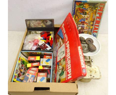 Boxed Lego system part sets &amp; loose Lego, Imperial Jig-Saw, Spirograph set, vintage enamel scales &amp; set of weights et