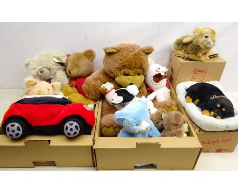 Steiff Poppel Rabbit, new with tags &amp; box, Perfect Petzzz Rottweiler stuffed toy, with box, Mini Cooper stuffed toy, Chad