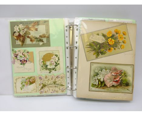Modern ring binder album containing over three hundred and eighty predominantly Victorian Christmas greeting cards, single sh