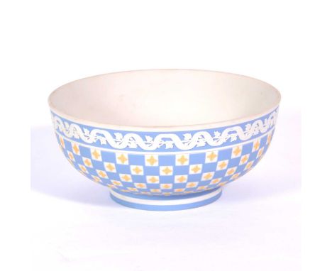 Limited edition Wedgwood 'Museum Series' Diced bowl, after the 18th century original, engine turned Jasper in white blue and 