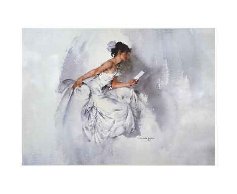 Sir William Russell Flint, Lady reading a letter,ltd ed print, numbered in pencil 266/650, WRF blindstamp,imag3 26x32cm;frame