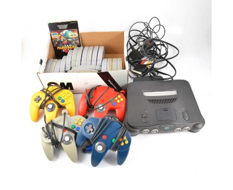 Nintendo 64 games console with nineteen loose games including Pokemon Snap; Didy Kong Racing; Mario Kart 64; Mario party 2; J