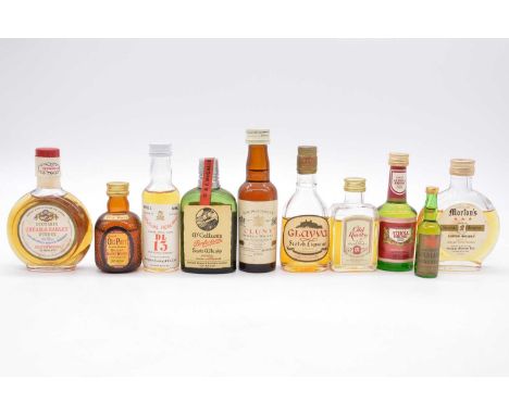 Large collection of blended Scotch whisky and whisky liqueur miniatures, 1960s-1980s, approximately 180, including:Macpherson