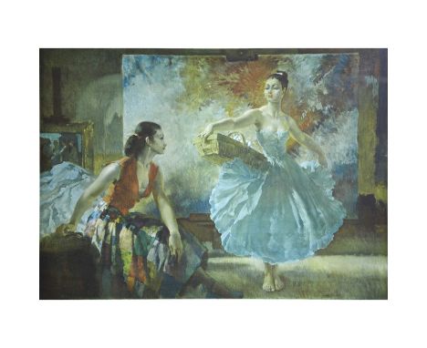 After William Russell Flint, Eve and Yasmin,colour print, signed in pencil, publ Frost &amp; Reed 1958, blindstamp, image 45 