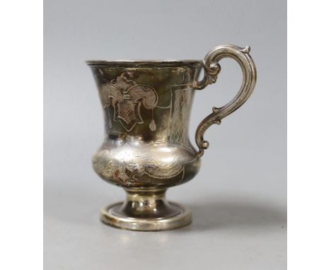 A Victorian urn shaped silver christening mug by Henry Wilkinson &amp; Co, Sheffield, 1853, 10.5cm, 123 grams.