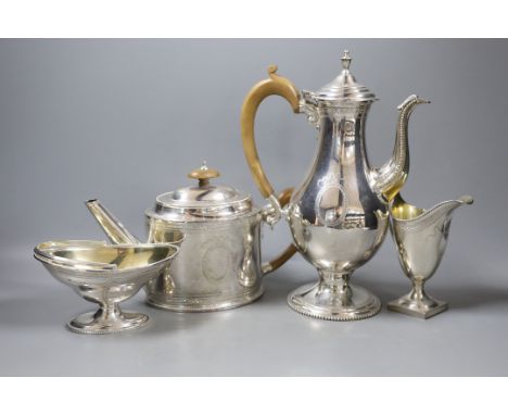 A modern George III style silver four piece tea and coffee service by C.J. Vander Ltd, London, 1969, gross weight 60 oz.