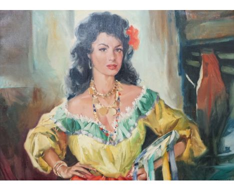 Fuzasil, oil on canvas, Portrait of Romany woman, signed, 58 x 78cm