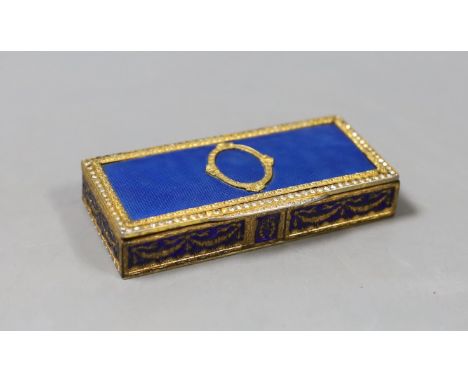 A gilt metal and blue enamel snuff box