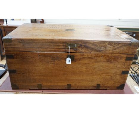 An Anglo-Chinese brass bound camphor wood trunk, late 19th century width 101cm depth 53cm height 48cm